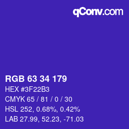 Farbcode: RGB 63 34 179 | qconv.com