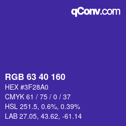 Code couleur: RGB 63 40 160 | qconv.com