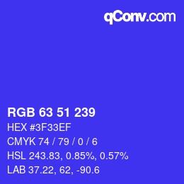 カラーコード: RGB 63 51 239 | qconv.com