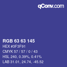 Color code: RGB 63 63 145 | qconv.com