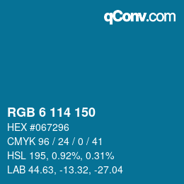 Color code: RGB 6 114 150 | qconv.com