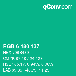 Code couleur: RGB 6 180 137 | qconv.com