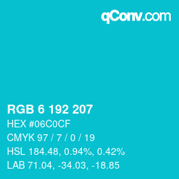 Code couleur: RGB 6 192 207 | qconv.com