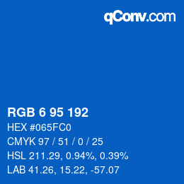 カラーコード: RGB 6 95 192 | qconv.com