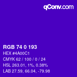 Code couleur: RGB 74 0 193 | qconv.com