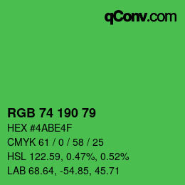 カラーコード: RGB 74 190 79 | qconv.com