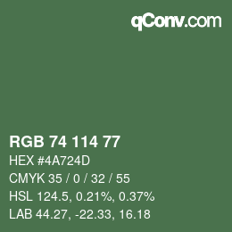 Código de color: RGB 74 114 77 | qconv.com