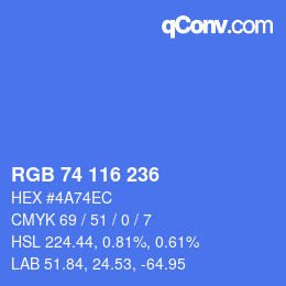 カラーコード: RGB 74 116 236 | qconv.com