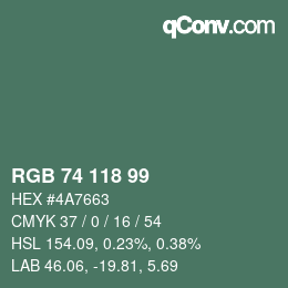 カラーコード: RGB 74 118 99 | qconv.com