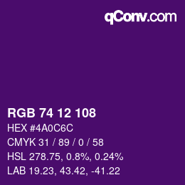 Color code: RGB 74 12 108 | qconv.com