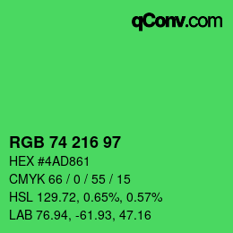 Farbcode: RGB 74 216 97 | qconv.com