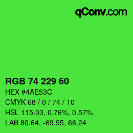 Code couleur: RGB 74 229 60 | qconv.com