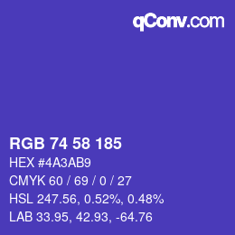 カラーコード: RGB 74 58 185 | qconv.com