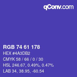 カラーコード: RGB 74 61 178 | qconv.com