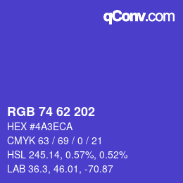 Código de color: RGB 74 62 202 | qconv.com