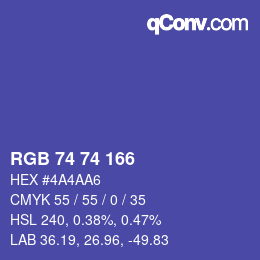 Code couleur: RGB 74 74 166 | qconv.com