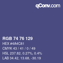 Código de color: RGB 74 76 129 | qconv.com