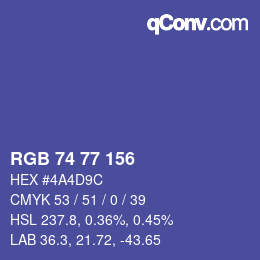 Código de color: RGB 74 77 156 | qconv.com