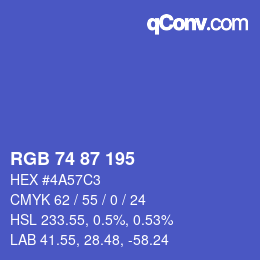 Farbcode: RGB 74 87 195 | qconv.com