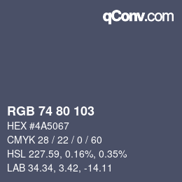 Código de color: RGB 74 80 103 | qconv.com