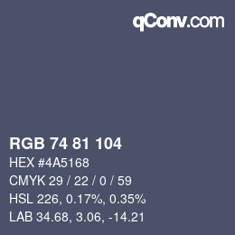 Color code: RGB 74 81 104 | qconv.com