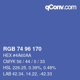 カラーコード: RGB 74 96 170 | qconv.com