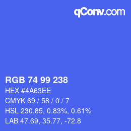 カラーコード: RGB 74 99 238 | qconv.com