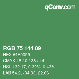 Color code: RGB 75 144 89 | qconv.com