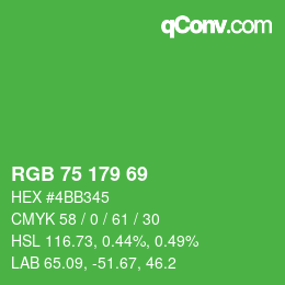 Code couleur: RGB 75 179 69 | qconv.com