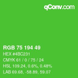 Código de color: RGB 75 194 49 | qconv.com