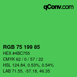 Código de color: RGB 75 199 85 | qconv.com