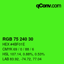 Código de color: RGB 75 240 30 | qconv.com