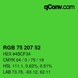 Farbcode: RGB 75 207 52 | qconv.com