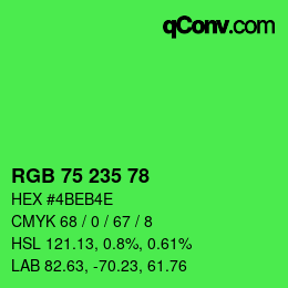 Código de color: RGB 75 235 78 | qconv.com