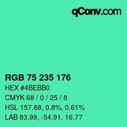 Código de color: RGB 75 235 176 | qconv.com