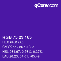 Color code: RGB 75 23 165 | qconv.com