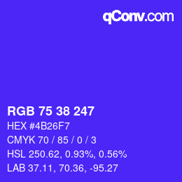 Color code: RGB 75 38 247 | qconv.com