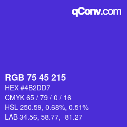 Código de color: RGB 75 45 215 | qconv.com