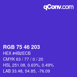 Code couleur: RGB 75 46 203 | qconv.com