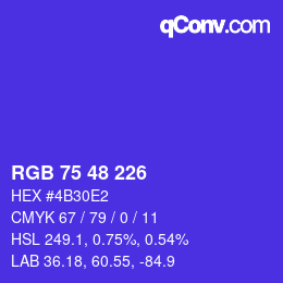 Code couleur: RGB 75 48 226 | qconv.com