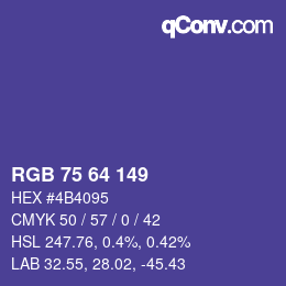 Code couleur: RGB 75 64 149 | qconv.com