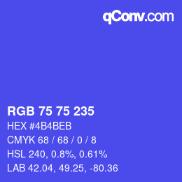 Code couleur: RGB 75 75 235 | qconv.com