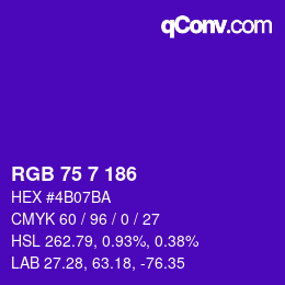 カラーコード: RGB 75 7 186 | qconv.com