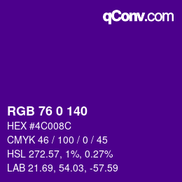 Code couleur: RGB 76 0 140 | qconv.com