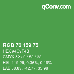 Código de color: RGB 76 159 75 | qconv.com