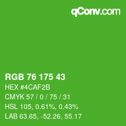 Color code: RGB 76 175 43 | qconv.com