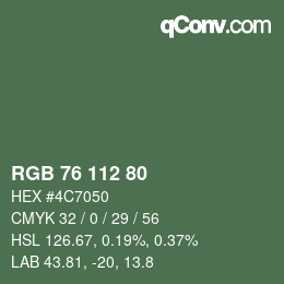 Color code: RGB 76 112 80 | qconv.com