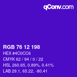 Color code: RGB 76 12 198 | qconv.com