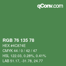 Farbcode: RGB 76 135 78 | qconv.com