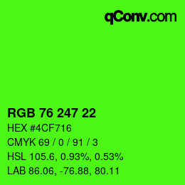 Code couleur: RGB 76 247 22 | qconv.com